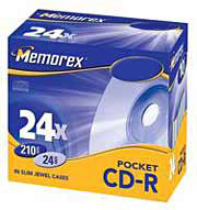 Memorex Mini (Pocket) CD-R - 210MB - 8cm - 24x Speed with Slim Jewel Cases - 5 Pack - #CLEARANCE