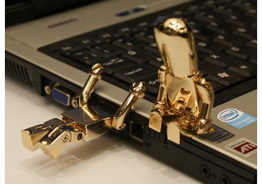 Memory Mates Gold Robot USB Memory Stick 2GB - Flash Drive/School/Novelty/Gift