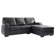 3 SEAT LEATHER CHAISE SOFA BLACK