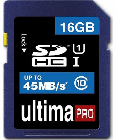  16GB Class 10 45MB/s Ultima Pro SDHC Memory Card for Toshiba Palm Held Camileo Series Digital Camcorders