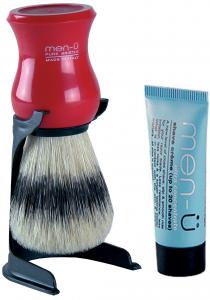 MEN-U BARBIERE SHAVING BRUSH and STAND - RED