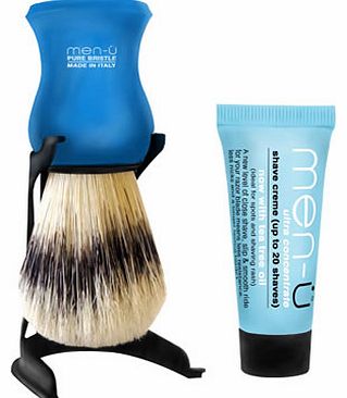 men-u Barbiere Shaving Brush and Stand - Blue