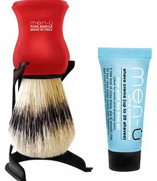 men-u Barbiere Shaving Brush and Stand - Red