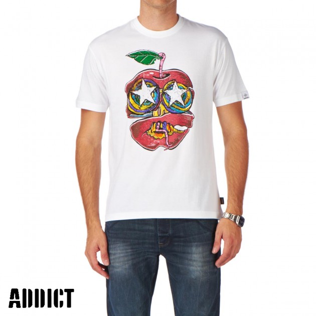 Mens Addict Funky Worm T-Shirt - White