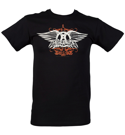 mens Aerosmith Logo Black T-Shirt