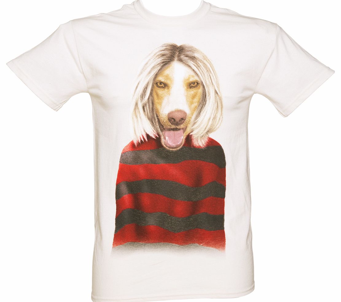 Mens Beige Grunge Dog Pets Rock T-Shirt