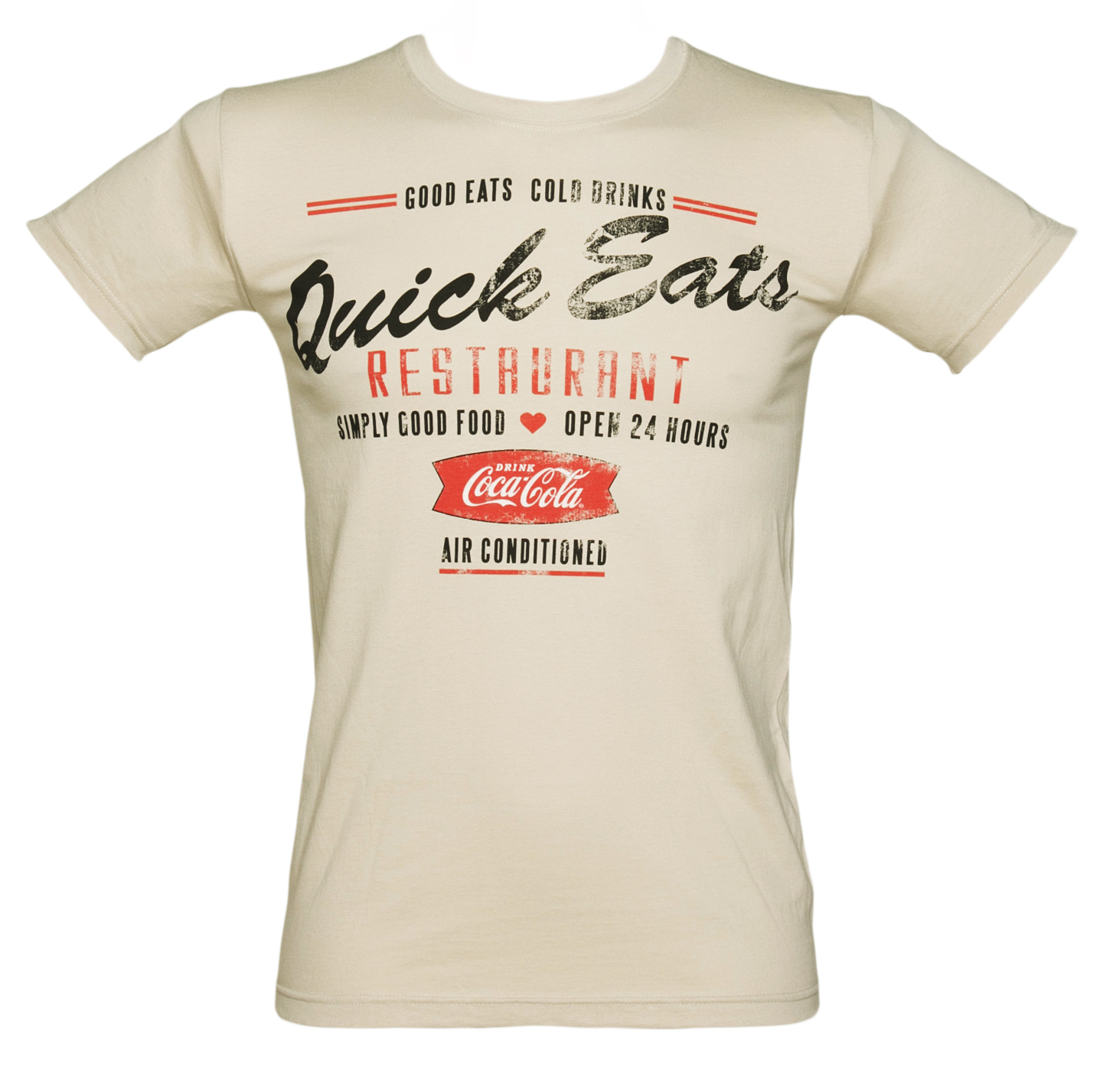 Mens Beige Quick Eats Coca-Cola T-Shirt