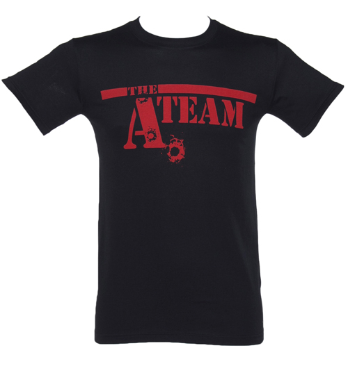 Mens Black Bullet Hole Logo A-Team T-Shirt
