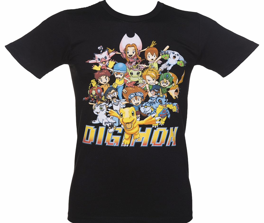 Mens Black Digimon Characters T-Shirt