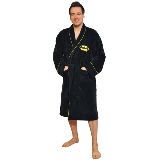 Mens Black Fleece Batman Emblem Bath Robe