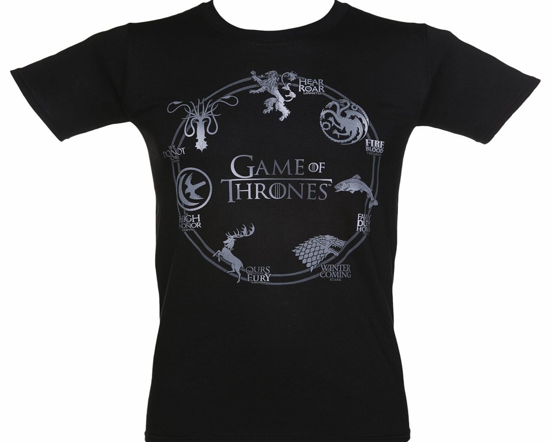 Mens Black Houses Circle Game Of Thrones T-Shirt