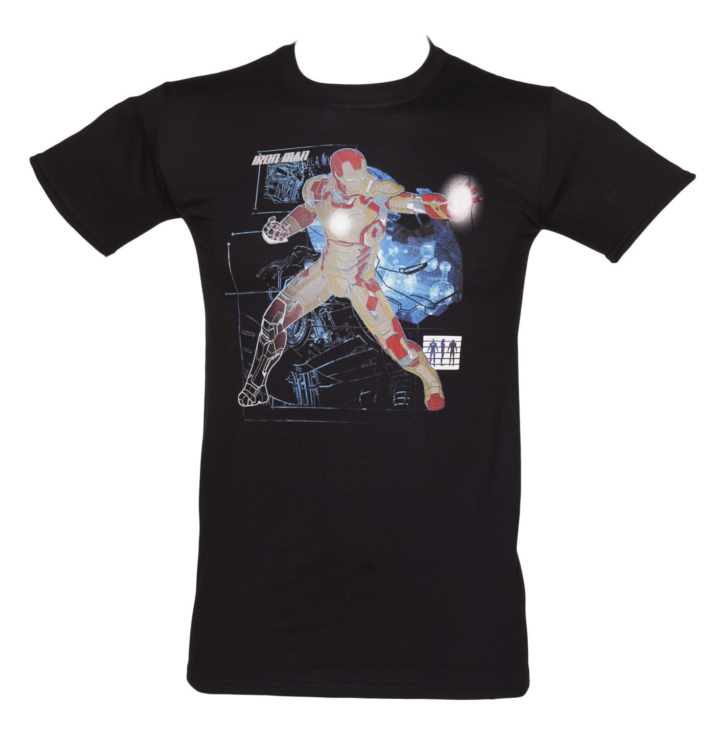 Mens Black Iron Man Attack T-Shirt