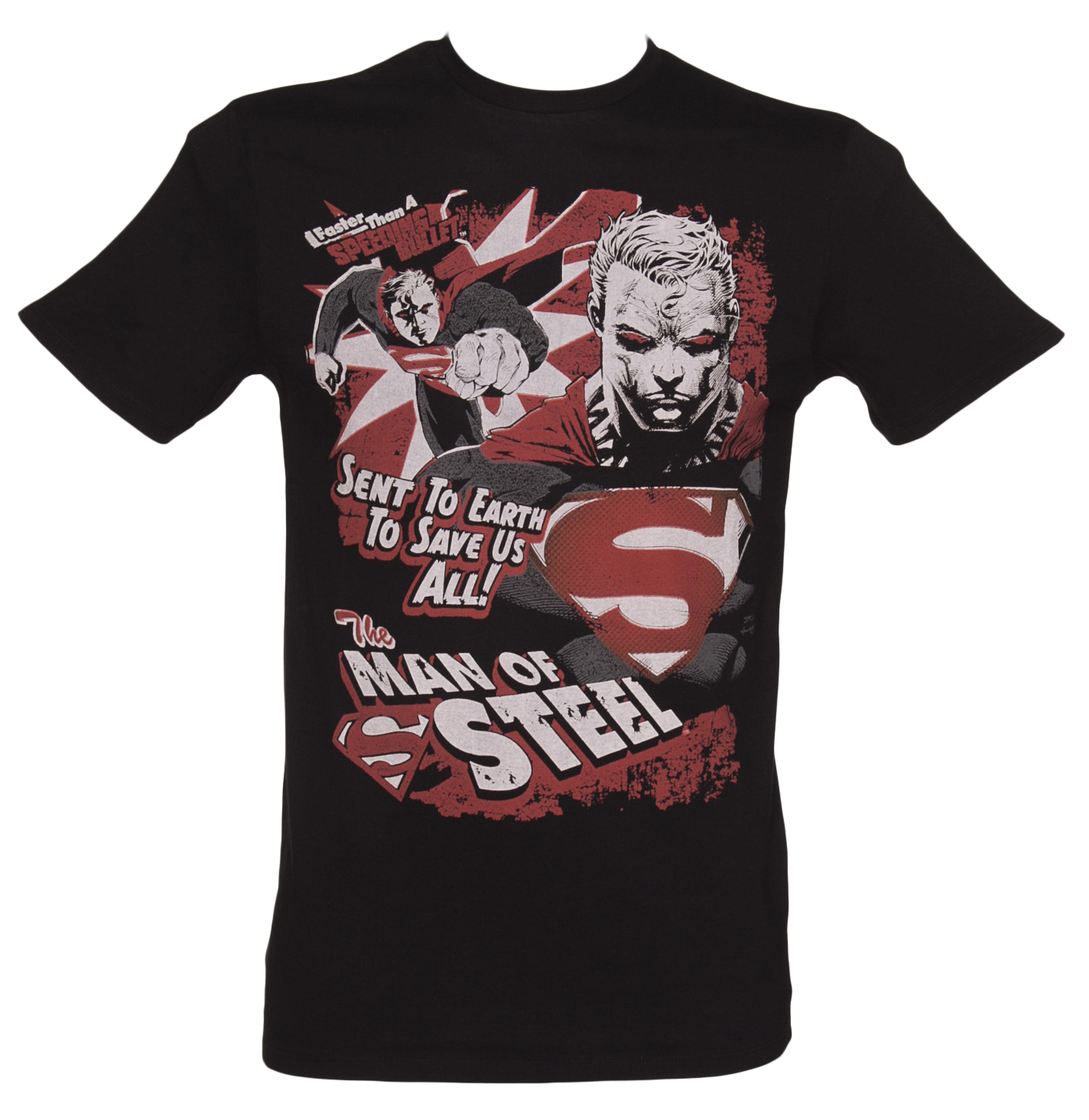 Mens Black Man Of Steel Superman T-Shirt