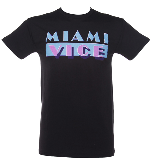 Mens Black Miami Vice Logo T-Shirt