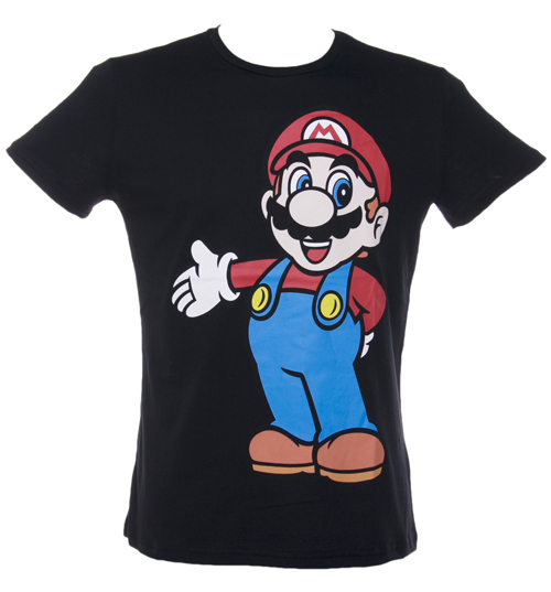 Mens Black Nintendo Mario Standing T-Shirt
