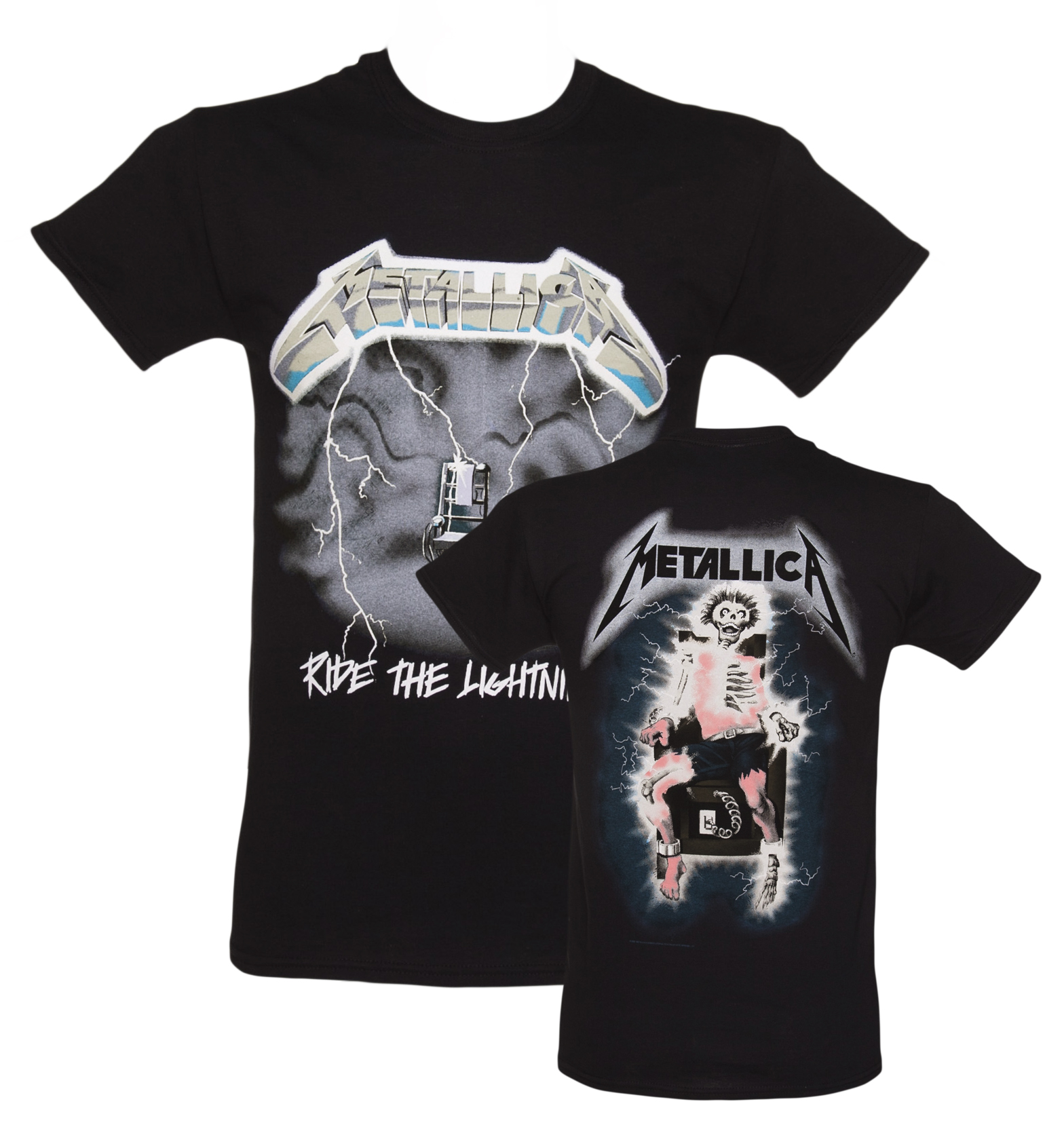 Mens Black Ride The Lightning Back And