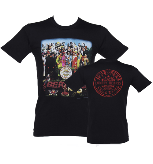 Mens Black Sgt Pepper Beatles T-Shirt