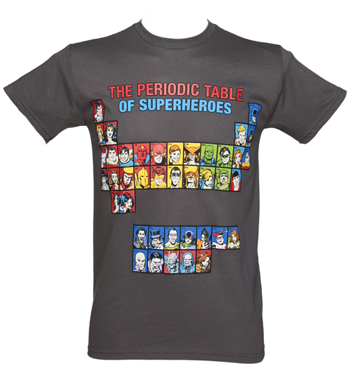 Mens Black Superheroes Periodic Table T-Shirt