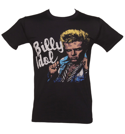 Mens Black Vintage Photo Billy Idol T-Shirt