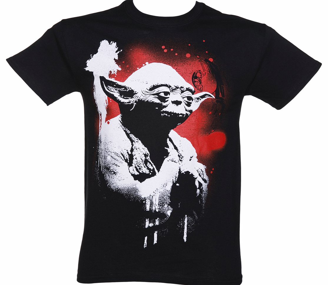 Mens Black Yoda Graffiti T-Shirt