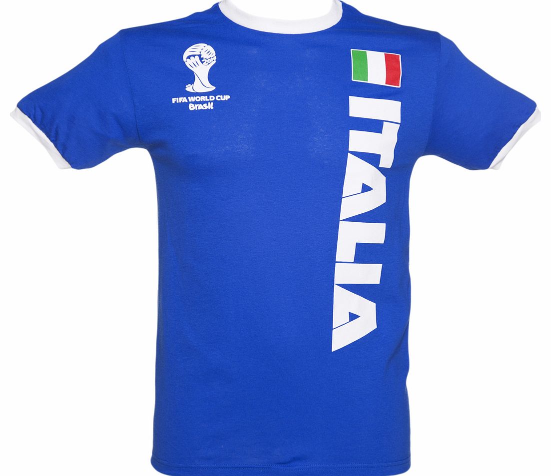 Mens Blue FIFA World Cup Italia Ringer T-Shirt