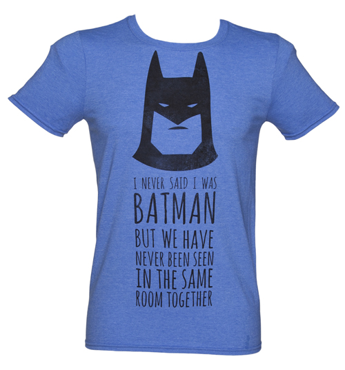 Mens Blue Marl DC Comics Batman Slogan