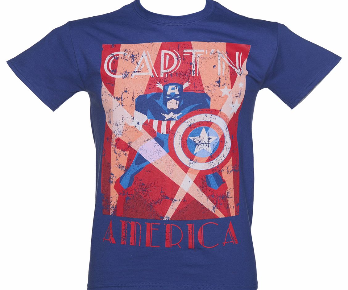 Blue Marvel Captain America Art Deco T-Shirt