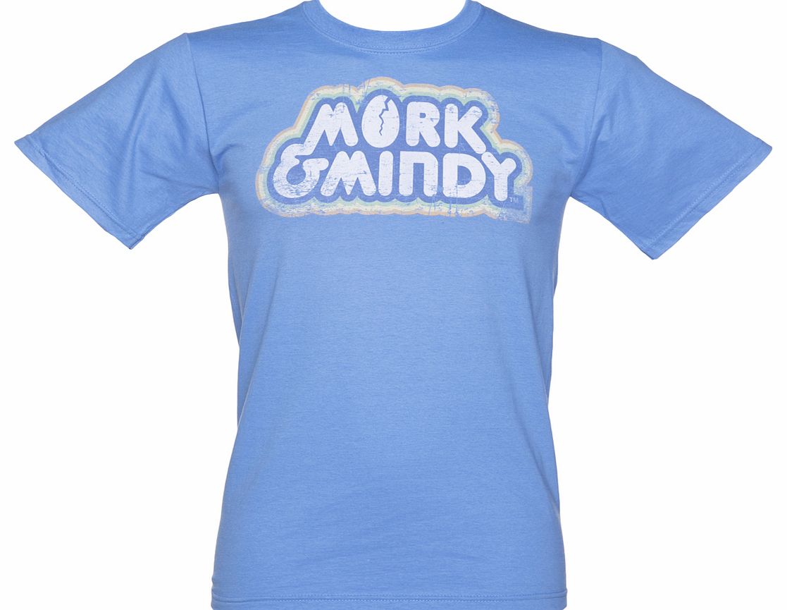 Mens Blue Mork And Mindy Logo T-Shirt