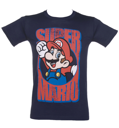 Mens Blue Nintendo Mario T-Shirt