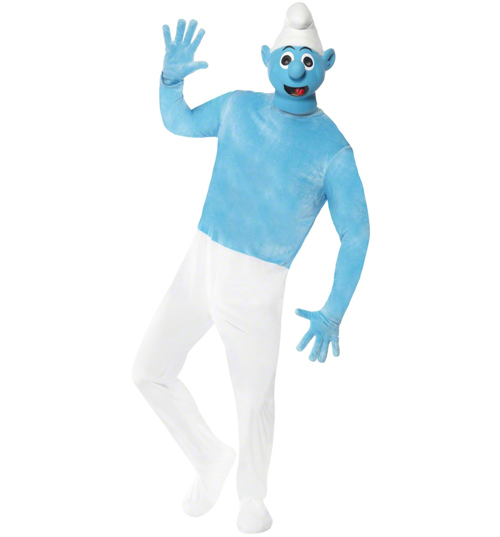 Mens Blue Smurf Fancy Dress Costume