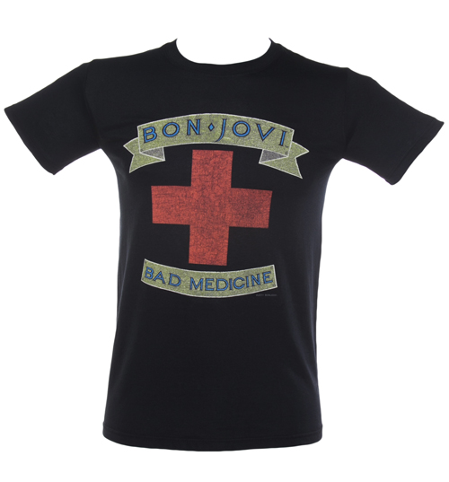 Mens Bon Jovi Bad Medicine Cross T-Shirt