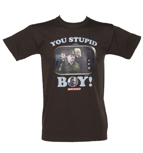 Mens Brown Stupid Boy Dads Army T-Shirt