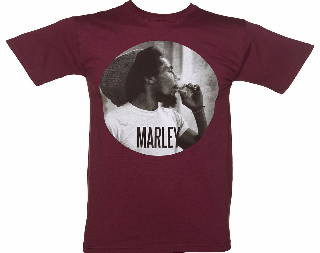 Mens Burgundy Bob Marley Circle T-Shirt