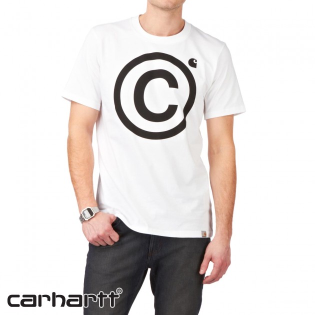 Mens Carhartt Copyright T-Shirt - White / Black