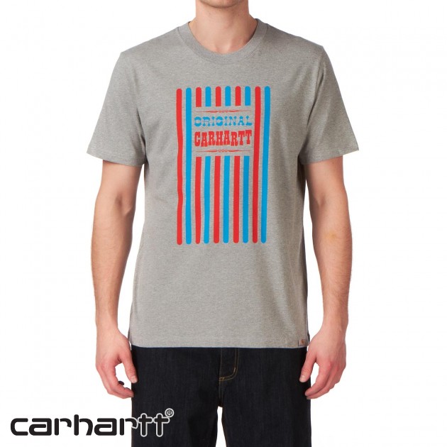 Mens Carhartt Striped T-Shirt - Grey Heather