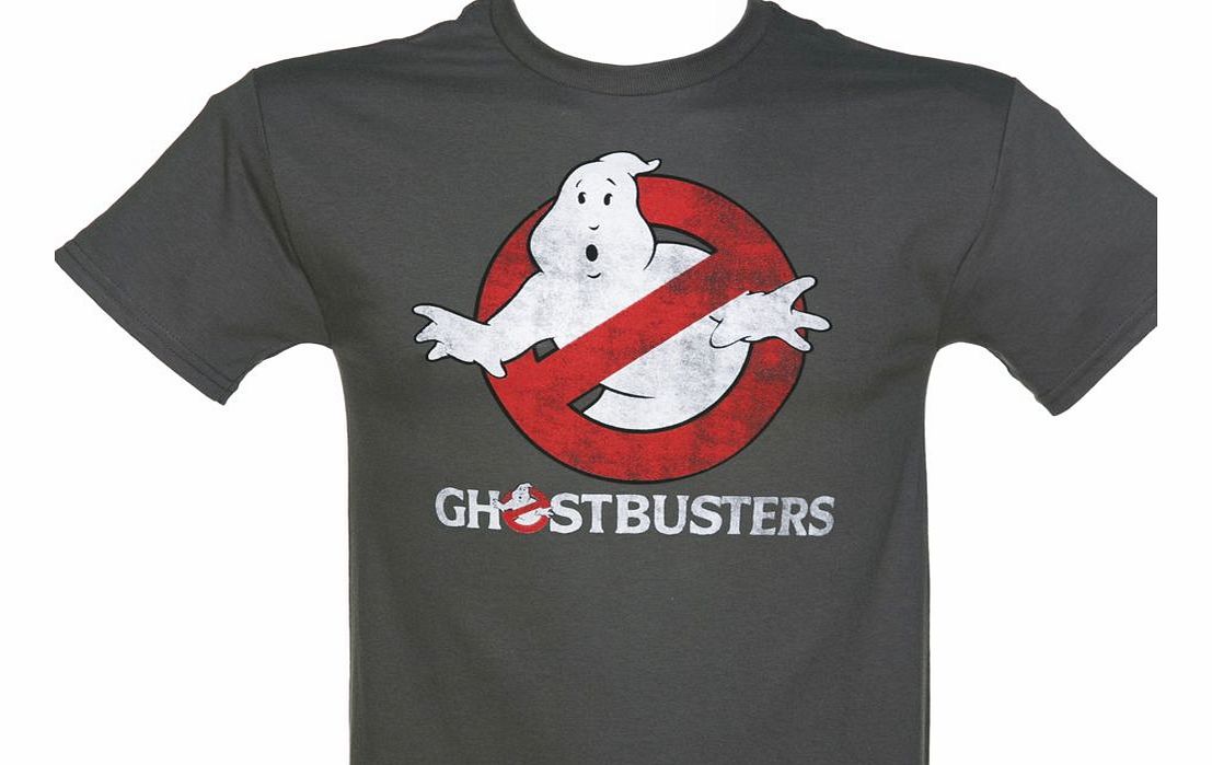 Mens Charcoal Distressed Ghostbusters Logo
