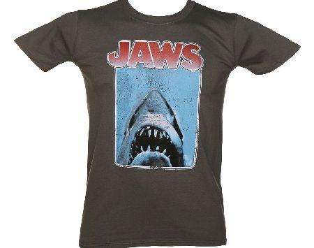 Mens Charcoal Jaws Movie Poster T-Shirt
