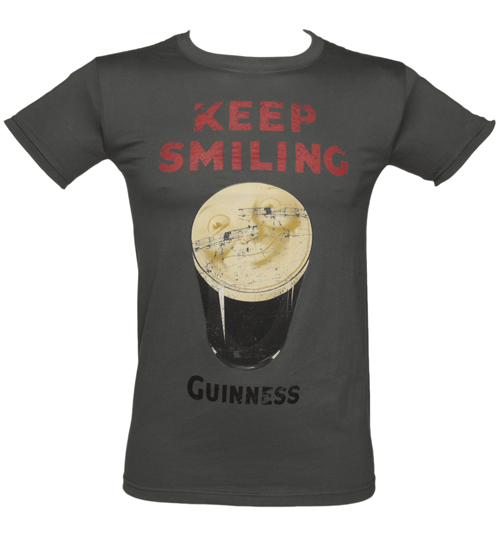Mens Charcoal Keep Smiling Guinness T-Shirt