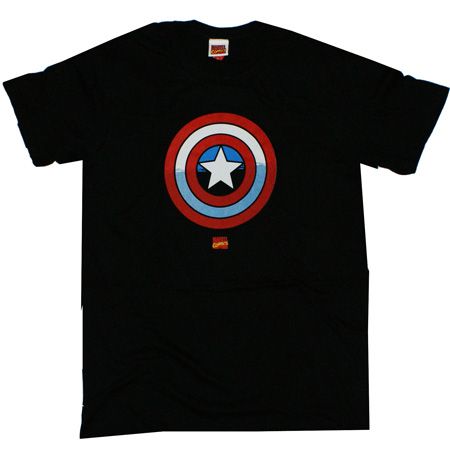 Mens Clothing Captain America Shield Black T-Shirt