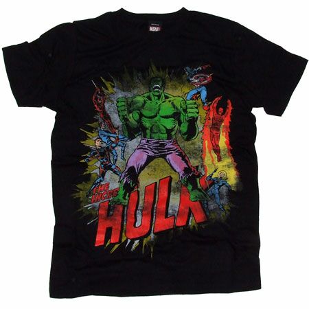 Mens Clothing Incredible Hulk Avengers Black T-Shirt