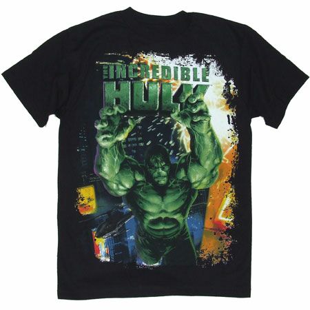 Men`s Clothing Incredible Hulk Lunge Black T-Shirt