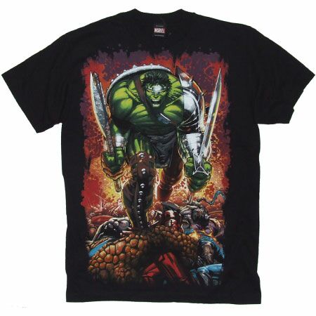 Mens Clothing Incredible Hulk Planet Black T-Shirt