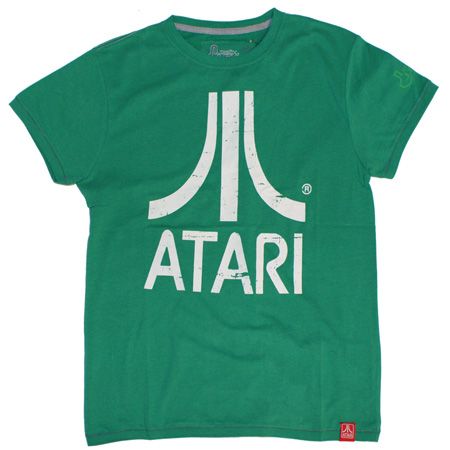 Mens Clothing Joystick Junkies Atari White Logo Green T-Shirt