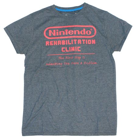 Mens Clothing Joystick Junkies Nintendo Rehab Charcoal T-Shirt