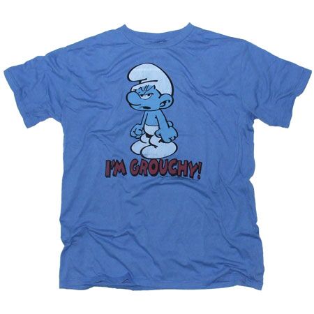 Mens Clothing Junk Food Smurfs Im Grouchy Blue T-Shirt