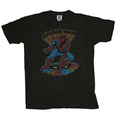 Men`s Clothing Junk Food Spider Man Web Black T-Shirt