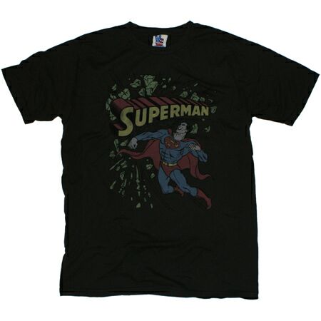 Men`s Clothing Junk Food Superman Black T-Shirt