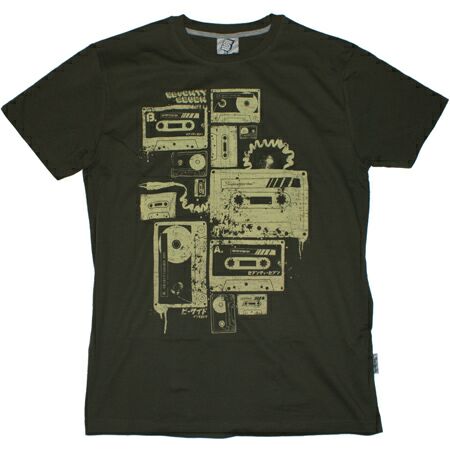 Mens Clothing SeventySeven Multi Tapes Army Green T-Shirt