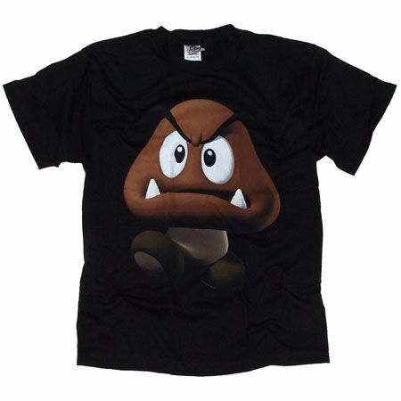 Men`s Clothing Super Mario Bros 3D Goomba Black T-Shirt