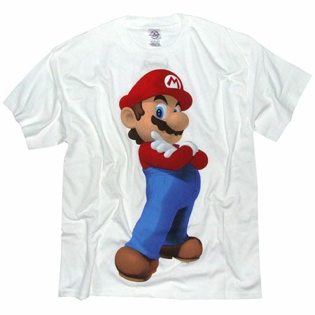 Men`s Clothing Super Mario Bros 3D Mario White T-Shirt